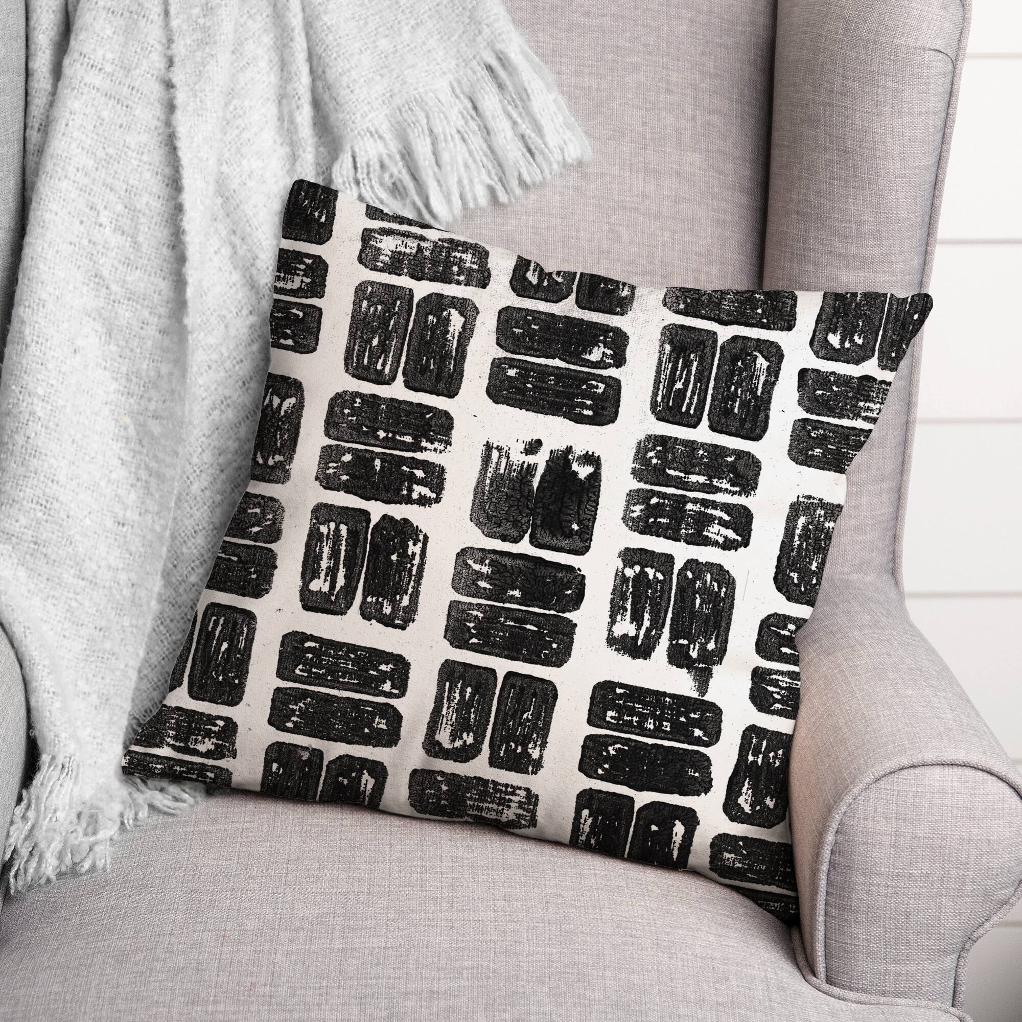 Neutral Black Pattern 18" x 18" Throw Pillow